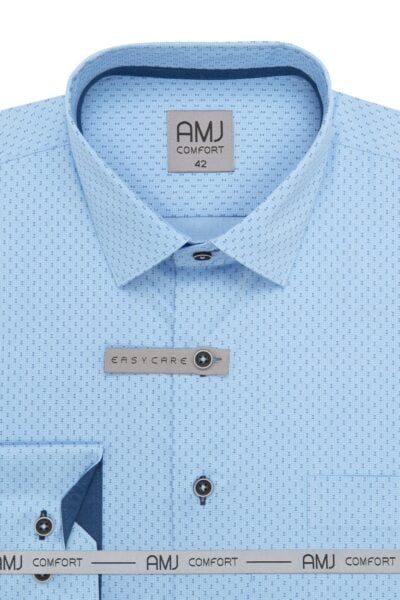 Pánská košile Slimfit, AMJ Comfort, světle modrá - dlouhý rukáv