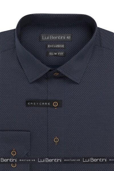 Pánská košile Lui Bentini Exclusive tmavě modrá micro-vzor – Slim Fit, Easy Care